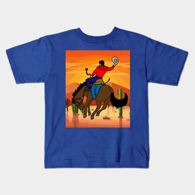 Rodeo Riding On A Horse Kids T-Shirt by flofin